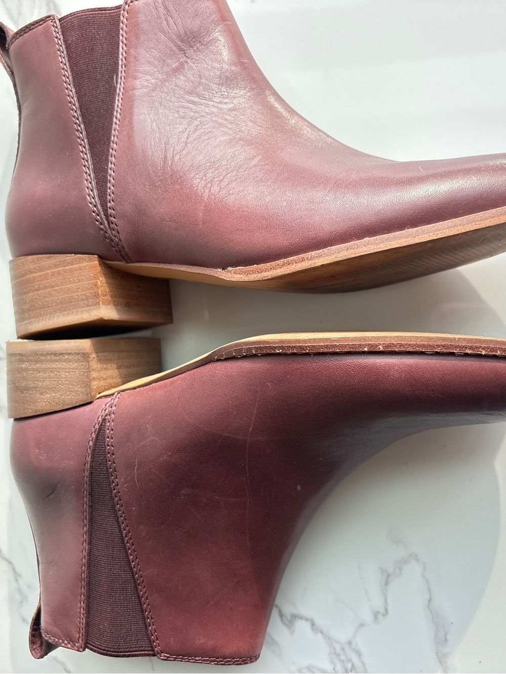 Madewell sz 6.5 Carina Chelsea Boot Dark Cabernet Ankle Bootie Burgundy - Picture 8 of 9